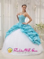 Reliance South Dakota/SD Perfect Blue and White Taffeta and Tulle For Affordable Quinceanera Dress Beading(SKU QDZY369J1BIZ)