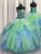 Beading and Ruching 15 Quinceanera Dress Green Lace Up Sleeveless Floor Length