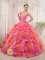 Cofradia Honduras Multi-color Organza Sweetheart Strapless Wedding Dress Clearance With Appliques and Ruffles Decorate