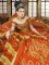 Sweet Orange Lace Up Off The Shoulder Embroidery Quinceanera Dress Satin Sleeveless