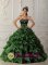 Opulence Green and Black Beaded Decorate Bust Ruffles Layered For Sweetheart Quinceanera Dress In Sola Norway