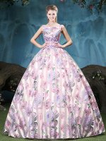 Multi-color Straps Lace Up Appliques and Pattern Quinceanera Gowns Sleeveless