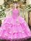 Classical Ball Gowns Sweet 16 Dress Lilac Scoop Organza Sleeveless Floor Length Zipper