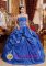 Pontypool Gwent Royal Blue Appliques Decorate Waist For Elegant Quinceaner Dress With Pick ups