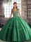 Beading and Appliques 15 Quinceanera Dress Green Lace Up Sleeveless Floor Length