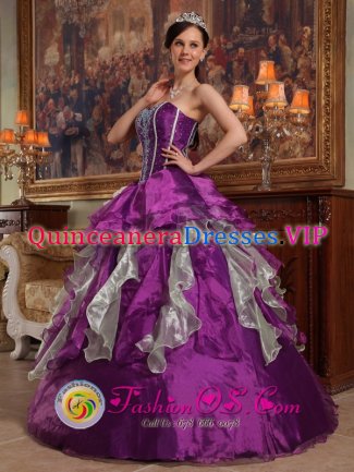Ambler Pennsylvania/PA Appliques Colorful Quinceanera Dress With Sweetheart Ruffles Layered Custom Made