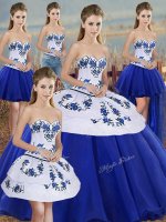 Custom Designed Royal Blue Sleeveless Embroidery and Bowknot Floor Length Sweet 16 Dresses(SKU SJQDDT2149010BIZ)