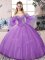 Dramatic Lavender Lace Up Sweetheart Beading Sweet 16 Quinceanera Dress Tulle Long Sleeves
