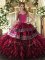 Fitting Wine Red Lace Up Quinceanera Dress Embroidery and Ruffles Sleeveless Floor Length