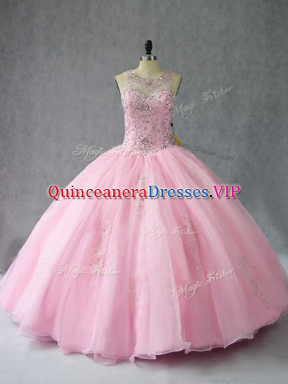 Beauteous Floor Length Ball Gowns Sleeveless Baby Pink Sweet 16 Quinceanera Dress Lace Up - Click Image to Close