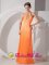 Makawao Hawaii/HI Floor-length Orange Red Satin Beading and Ruch Quinceanera Dama Dress Column Halter