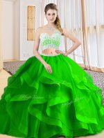 Fancy Sleeveless Beading and Ruffled Layers Floor Length Ball Gown Prom Dress