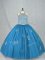 Stunning Halter Top Sleeveless Lace Up 15 Quinceanera Dress Blue Tulle