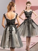 Deluxe Sleeveless Zipper Knee Length Beading and Lace Damas Dress(SKU BMT0378BBIZ)