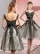 Deluxe Sleeveless Zipper Knee Length Beading and Lace Damas Dress