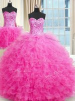 Exquisite Three Piece Sleeveless Lace Up Floor Length Beading and Ruffles 15 Quinceanera Dress(SKU PSSW0348KC002-2BIZ)