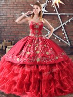 Sophisticated Red 15th Birthday Dress Organza Embroidery and Ruffled Layers(SKU PSSW1014MT-8BIZ)