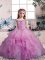 Lilac Little Girl Pageant Dress Party and Sweet 16 and Wedding Party with Beading and Ruffles Off The Shoulder Sleeveless Lace Up