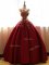 Most Popular Floor Length Ball Gowns Sleeveless Wine Red Sweet 16 Quinceanera Dress Lace Up