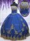 Hot Sale Strapless Sleeveless Zipper Quinceanera Dress Blue Organza