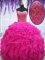 Sophisticated Fuchsia Lace Up Sweet 16 Dress Beading and Ruffles Sleeveless Floor Length