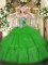 Sophisticated Green Ball Gowns Tulle Strapless Sleeveless Beading and Ruffled Layers Floor Length Lace Up Sweet 16 Dress