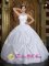 White Sweet 16 Dress With Halter Taffeta Beading Ball Gown In Esperanza Dominican Republic