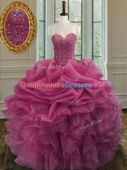 Lovely Ball Gowns 15th Birthday Dress Lilac Sweetheart Organza Sleeveless Floor Length Lace Up - Click Image to Close