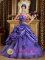Greeley CO Princess Purple Strapless Quinceanera Dress With Appliques and Pick- ups