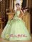 Luxurious Yellow Green Tulle and Taffeta For Strapless Quinceanera Dress With Beading Ball Gown IN Bellaire Texas/TX
