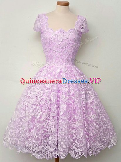 Lilac Sleeveless Lace Floor Length Vestidos de Damas - Click Image to Close