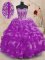 Custom Fit Purple Lace Up Quince Ball Gowns Beading and Ruffles Sleeveless Floor Length