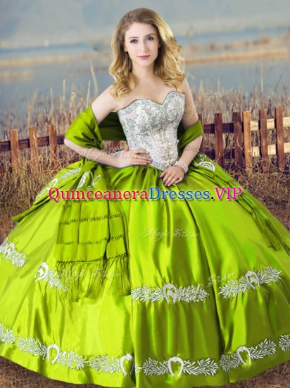 Sleeveless Lace Up Floor Length Beading and Embroidery Quinceanera Gown - Click Image to Close