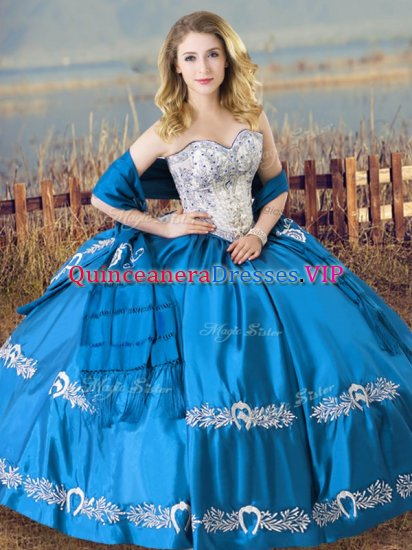 New Arrival Satin Sleeveless Floor Length Quinceanera Dresses and Beading and Embroidery - Click Image to Close