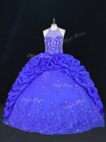 Eye-catching Sleeveless Floor Length Beading and Appliques and Embroidery and Pick Ups Lace Up Quinceanera Gown with Royal Blue(SKU PSSW1092-3BIZ)