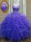 Ball Gowns 15 Quinceanera Dress Purple V-neck Organza Sleeveless Floor Length Zipper