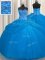 Really Puffy Floor Length Ball Gowns Sleeveless Blue Quinceanera Gowns Lace Up