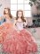 Red Sleeveless Beading and Ruffles Floor Length Little Girl Pageant Gowns