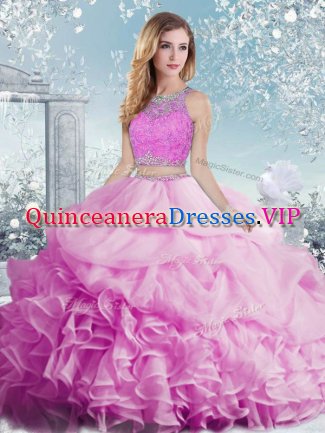 Sleeveless Clasp Handle Floor Length Beading and Ruffles and Pick Ups Quinceanera Dress