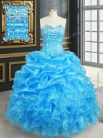 Beauteous Pick Ups Floor Length Baby Blue 15 Quinceanera Dress Sweetheart Sleeveless Lace Up