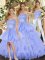 Lavender Three Pieces Tulle Sweetheart Sleeveless Appliques and Ruffles Floor Length Lace Up Sweet 16 Quinceanera Dress