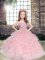 On Sale Sleeveless Floor Length Beading and Ruffles Lace Up Girls Pageant Dresses with Pink