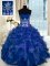 Simple Navy Blue Sweetheart Lace Up Beading and Appliques and Ruffles Quinceanera Dresses Sleeveless