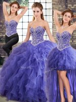 Lavender Lace Up Sweetheart Beading and Ruffles Quinceanera Gown Tulle Sleeveless(SKU SJQDDT2119007ABIZ)