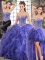 Lavender Lace Up Sweetheart Beading and Ruffles Quinceanera Gown Tulle Sleeveless