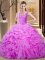 Sleeveless Organza Floor Length Backless 15th Birthday Dress in Lilac with Lace and Ruffles and Pick Ups