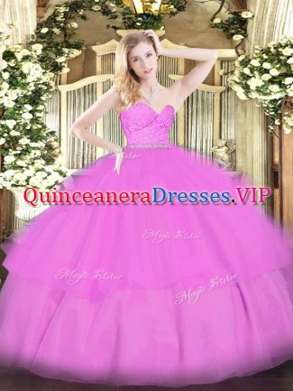 Affordable Sleeveless Beading and Lace and Ruffled Layers Zipper Quinceanera Dress