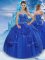 Comfortable Royal Blue Ball Gowns Sweetheart Sleeveless Tulle Floor Length Lace Up Beading and Pick Ups 15 Quinceanera Dress