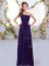 Modern Purple Empire Ruching Dama Dress Zipper Chiffon Sleeveless Floor Length