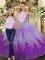 Luxurious Multi-color Quinceanera Gown Military Ball and Sweet 16 and Quinceanera with Ruffles High-neck Sleeveless Backless